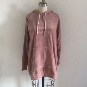 H&M “Weekend Forever” Velour Hoodie in Pink